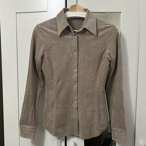 Babaton Vegan Suede Button Down Shirt
